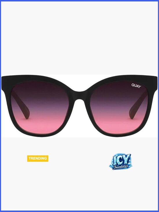 Oversized Cat Eye Sunglasses with Protective Case and Cleaning Cloth Bundle main image 4